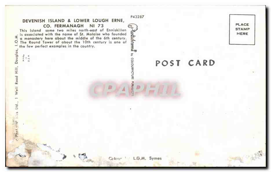 CPA Devenish Island Lower Lough Erne Fermanagh  — Rückseite