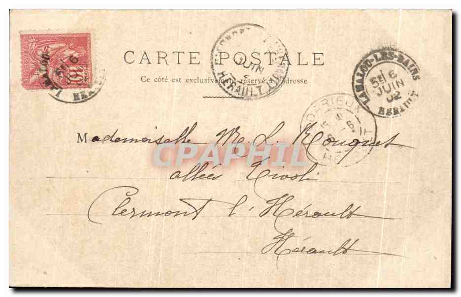 Lamalou-le-Bas — Grand Hôtel Mas — J. Fagrand, phot. — Verso