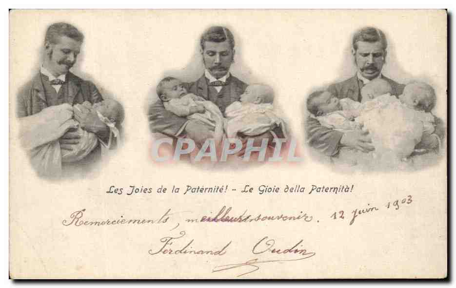 CPA Les Joies de la Paternite Le Gioie della Paternita Enfants Jumeaux Triples