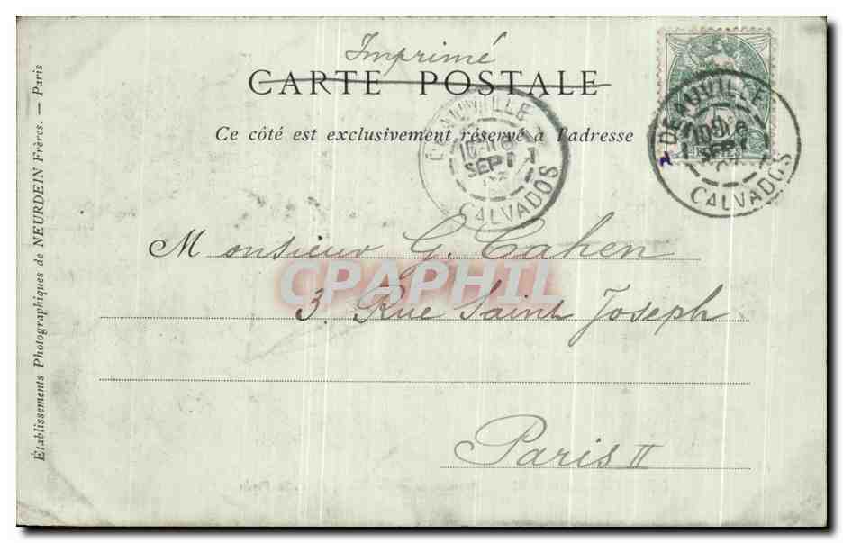 Vintage Postcard View of Deauville by the Sea, Promenade de la Plage, La Villa Dalfus — Back
