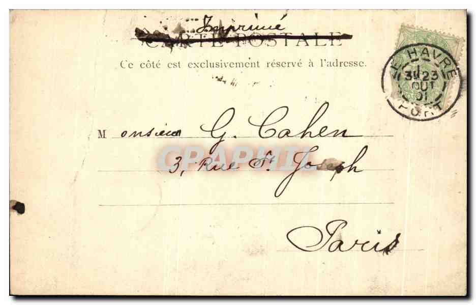 CPA Souvenir du Havre Cap de la Heve — Rückseite