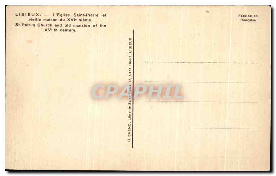 CPA Lisieux L'Eglise Saint Pierre et Vieille maison  — Verso