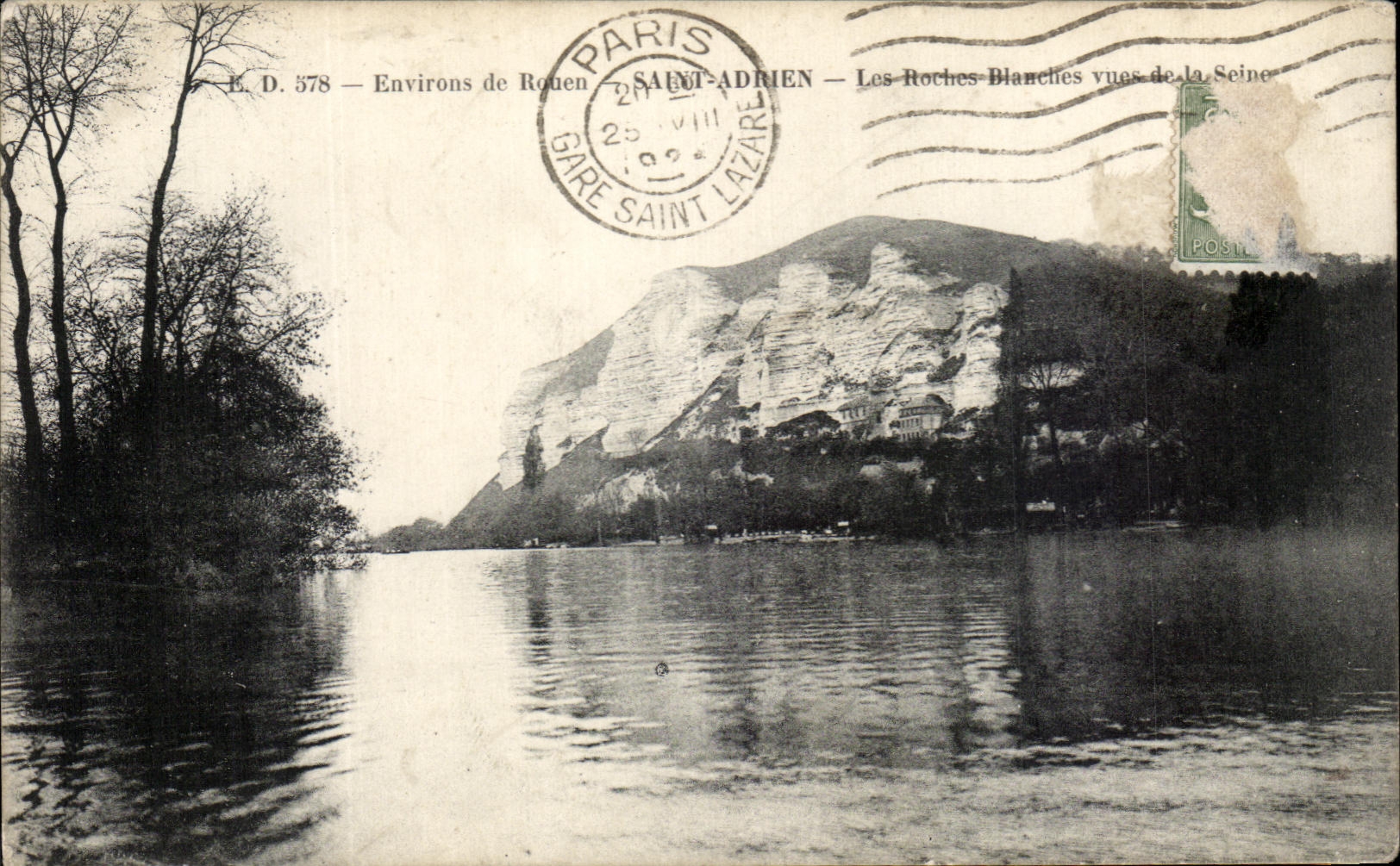 CPA Environs De Rouen Saint Adrien Les Rochers Blanchers vus de la Seine 
