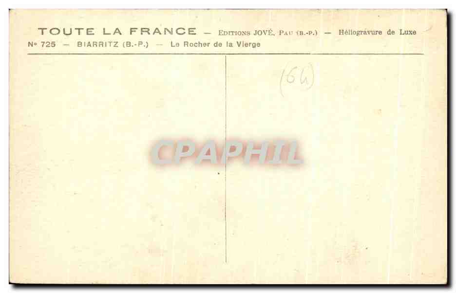 CPA Biarritz Le Rocher de la Vierge  — Verso