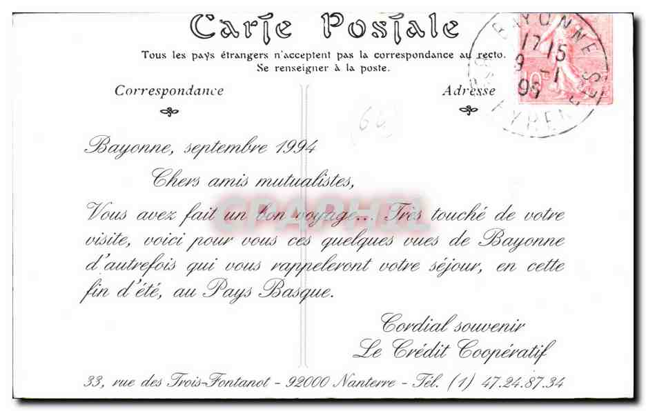REPRO Bayonne Les Allees Marines — Verso