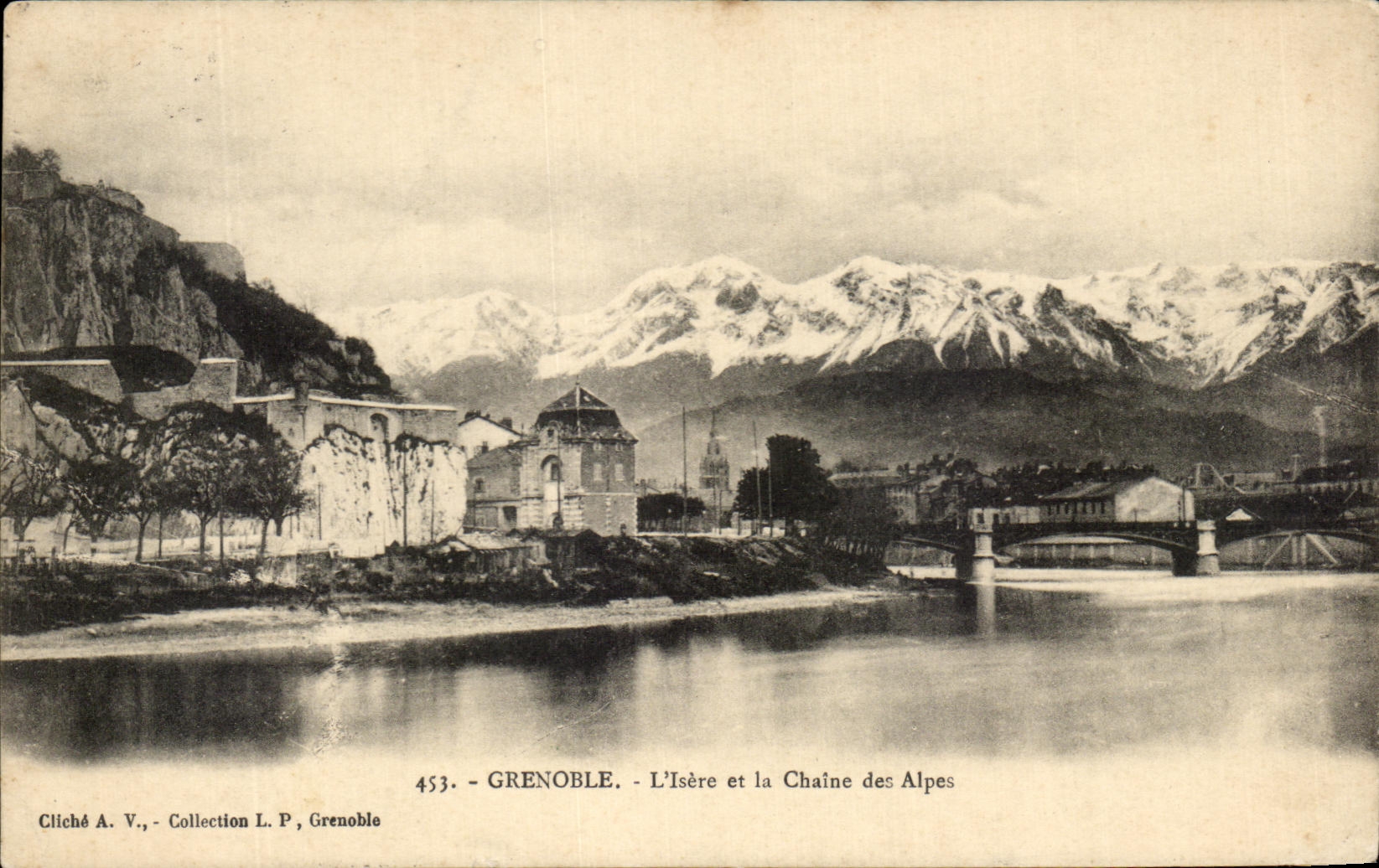 Grenoble — L'Isère et la Chaîne des Alpes — Cliché A. V., Collection L. P., Grenoble, n° 453