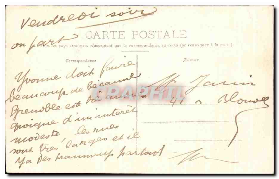 Grenoble — La Tronche, l'Île Verte et les Alpes — Edit. P. Virol, Grenoble — Verso