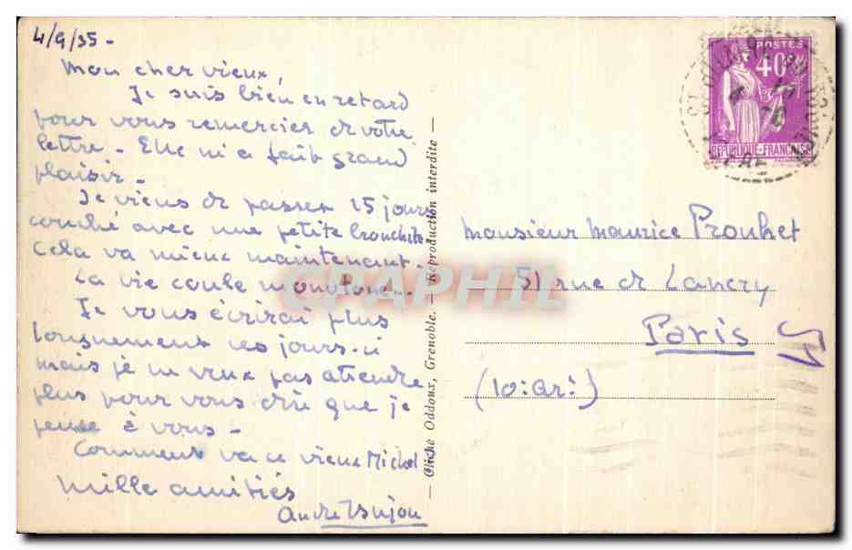 CPSM Plateau des Petites Roches Sanatorium des Etudiants et Etudiantes — Back