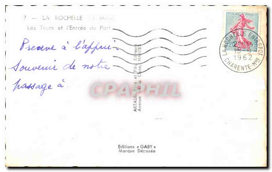 La Rochelle — Les Tours et l'Entrée du Port — Editions Gaby — Verso