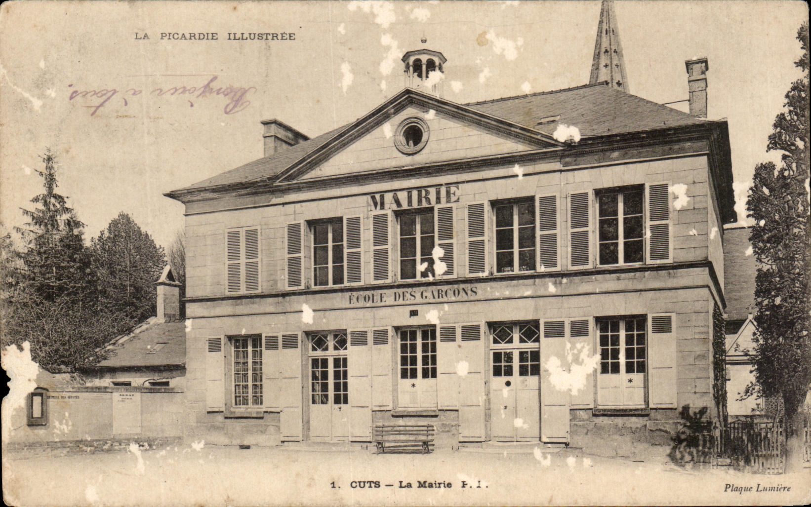 CPA La Picardie Illustree Cuts La mairie