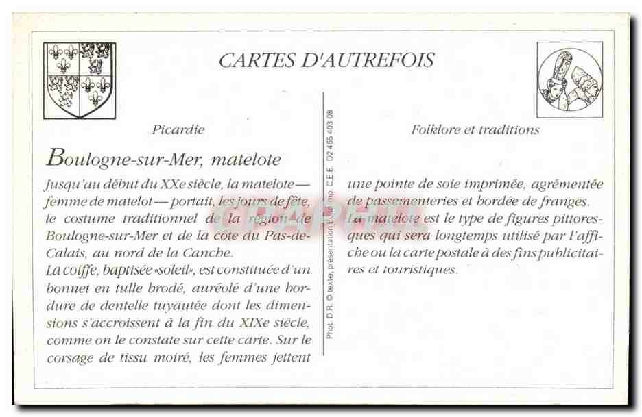 REPRO Boulogne Sur Mer Matelote Folklore costume — Rückseite