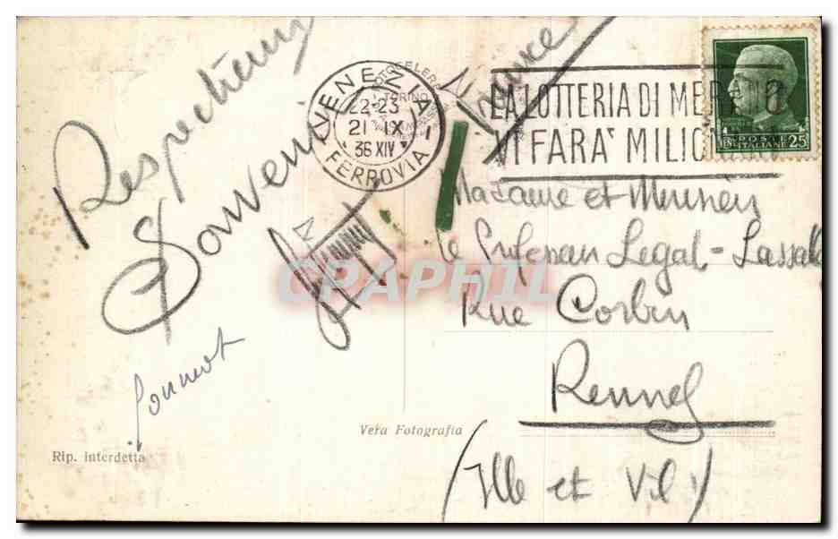 CPA Venezia Bacino S Marco — Rückseite