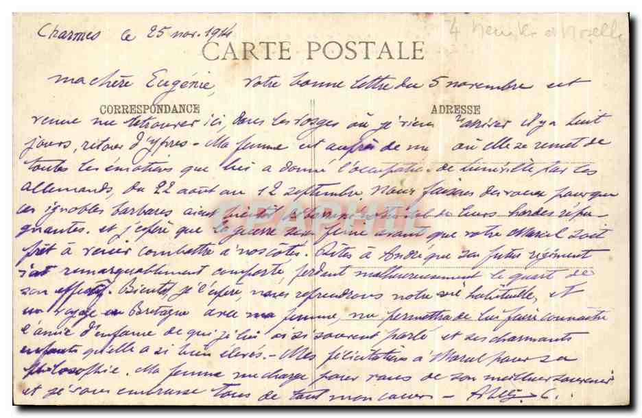 CPA La Guerve En Lorraine En Luneville Retranchements Allemands Sous La Cote Des Vignes Militaria  — Verso