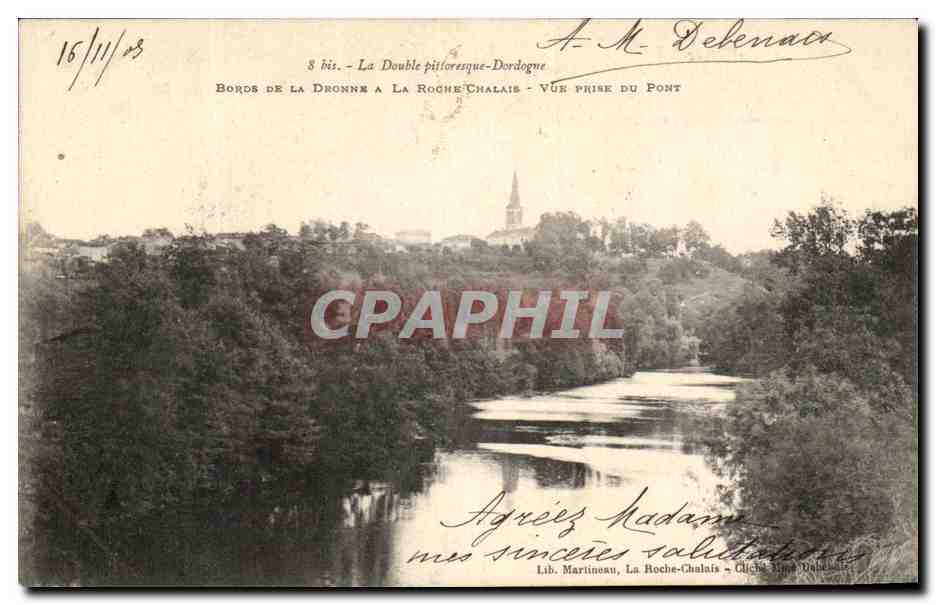 CPA La Double Pifforesque Dordogne Bords De La Dronne A La Roche Chalaie Vue Prise Du Pont