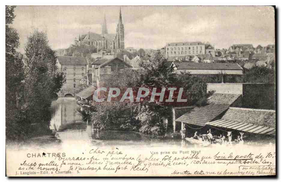 CPA Chartres Vue Prise Du Pont Neuf Lavoir 