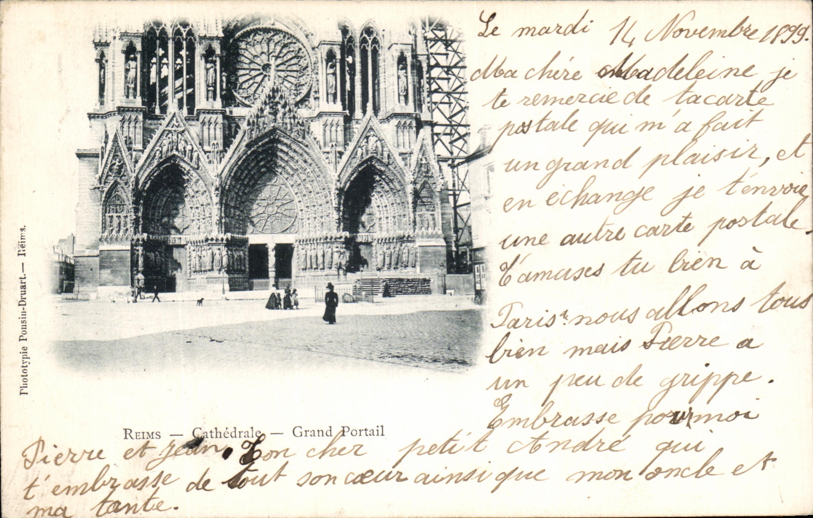 CPA Reims Cathedrale Grand Portail carte 1899
