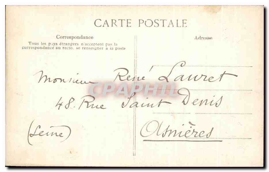 CPA Rouen L'Aubette vue de la rue Prefontaine — Verso