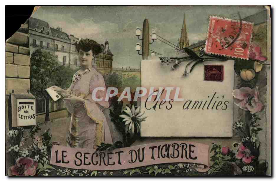CPA Le secret du timbre Boite aux lettres