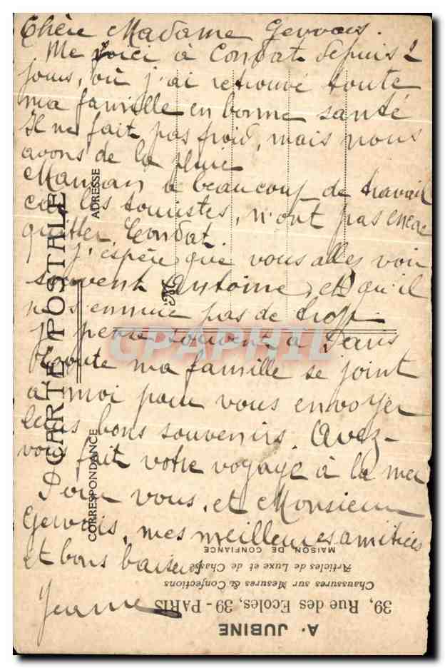 CPA Fantaisie Fleurs Menetrier — Back