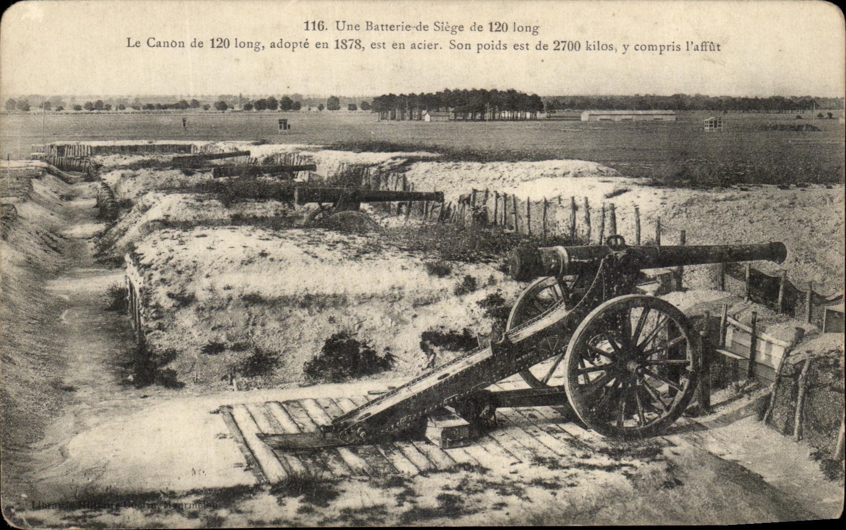 CPA Une Batterie De Slege De 120m de Long Le Canon Militaria 