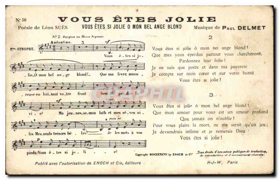 CPA Vous Etes Jolis Vous Etes Si Jolie Mon Bel Ange Blond Paul Delmet Chanson 
