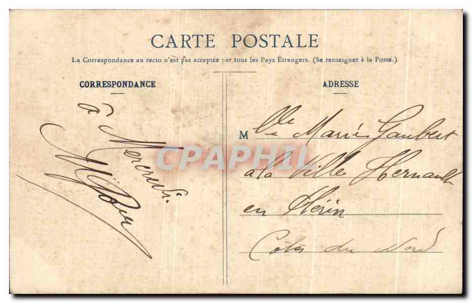 CPA Yous n'irez plus au Bois Enfant — Rückseite