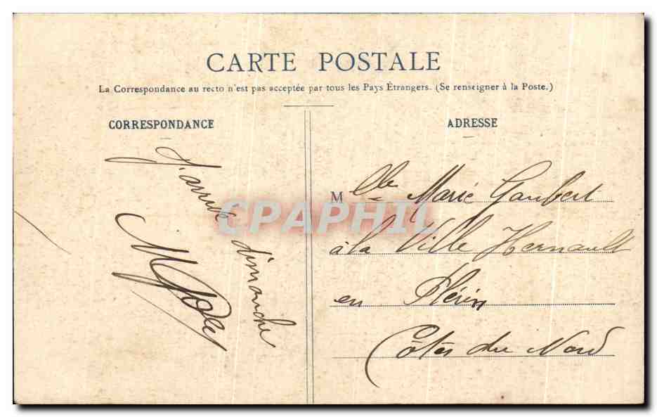 CPA Yous n'irez plus au Bois Enfants — Rückseite