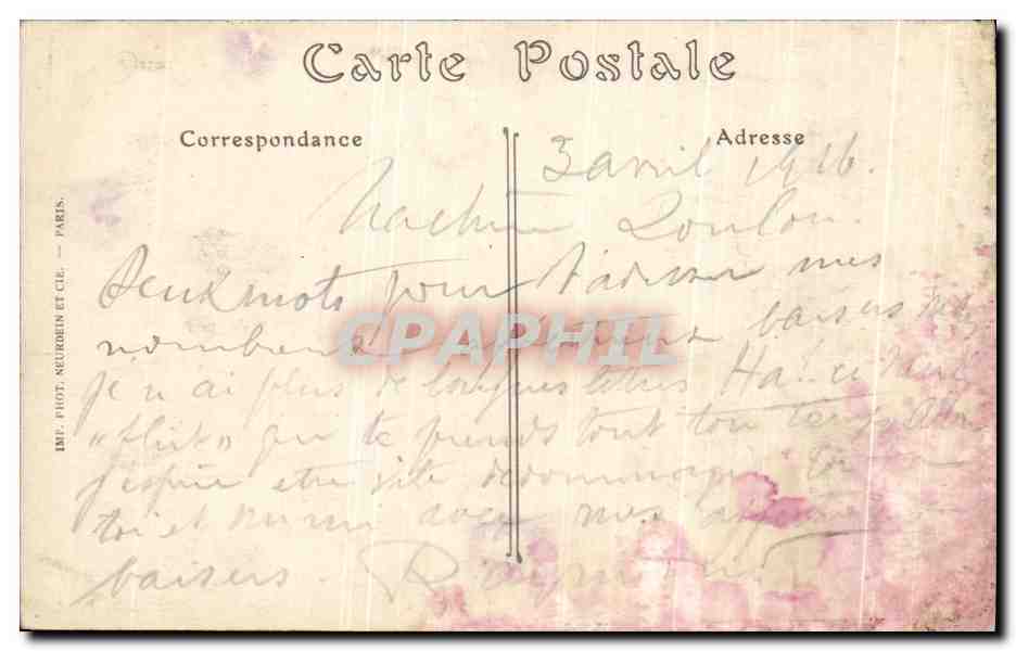 CPA Campagne De 1914 1915 Parc d'Artillerie Militaria — Verso