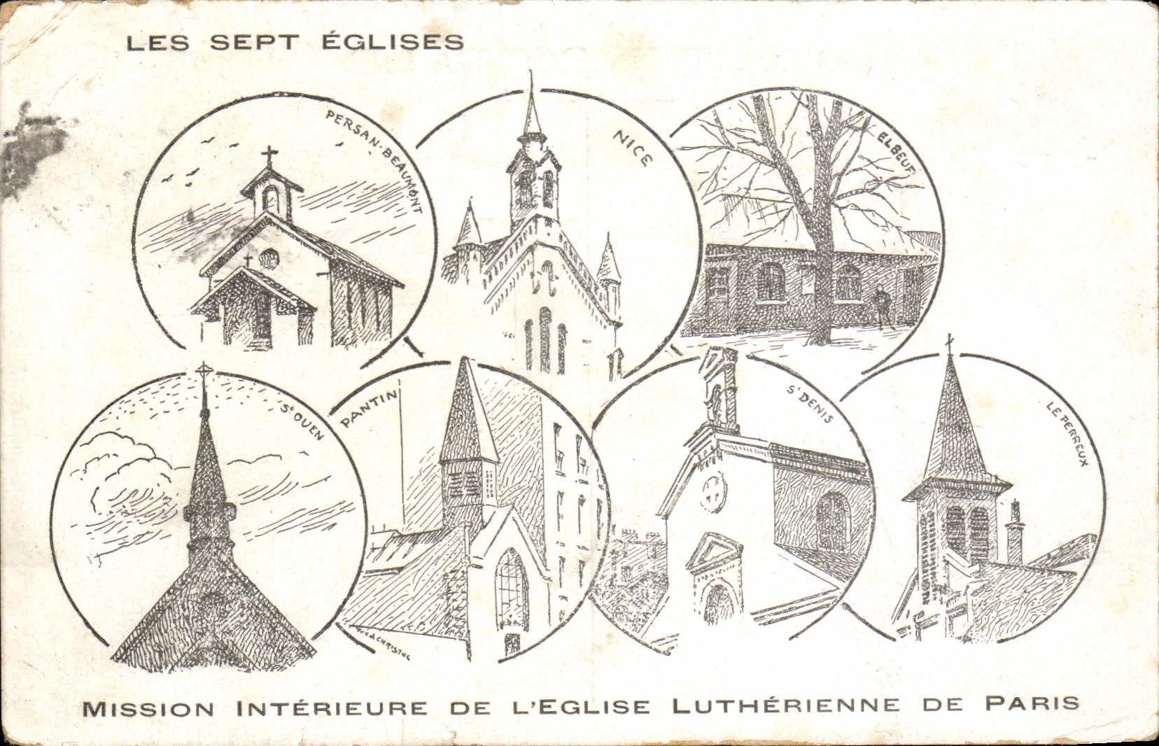 CPA Mission Interieure De L'Eglise Lutherienne De Paris Persan Beaumont Nice Elbeuf Le perreux St ouen Pantin St Denis 