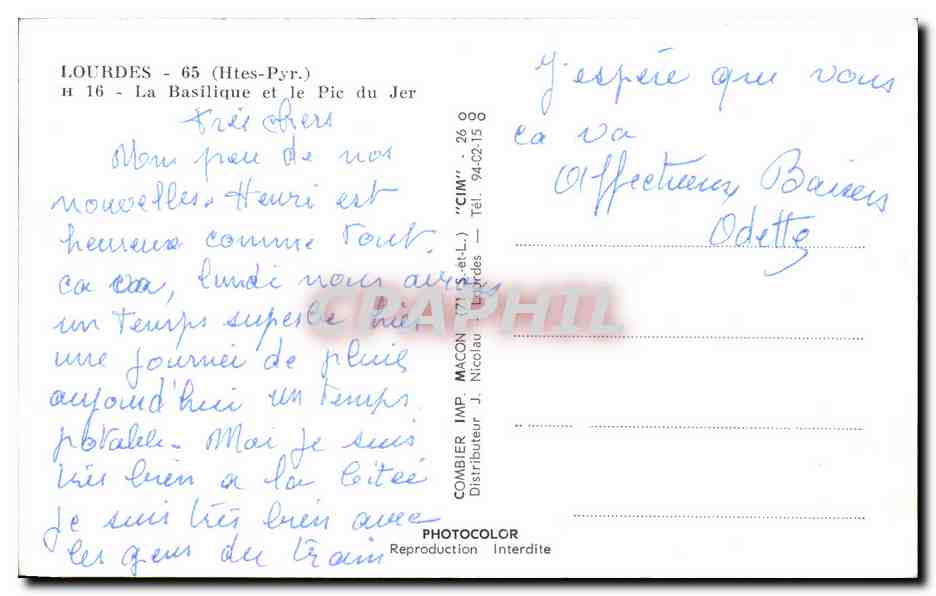 CPA Lourdes La Basilique et le Pic Du Jer — Verso