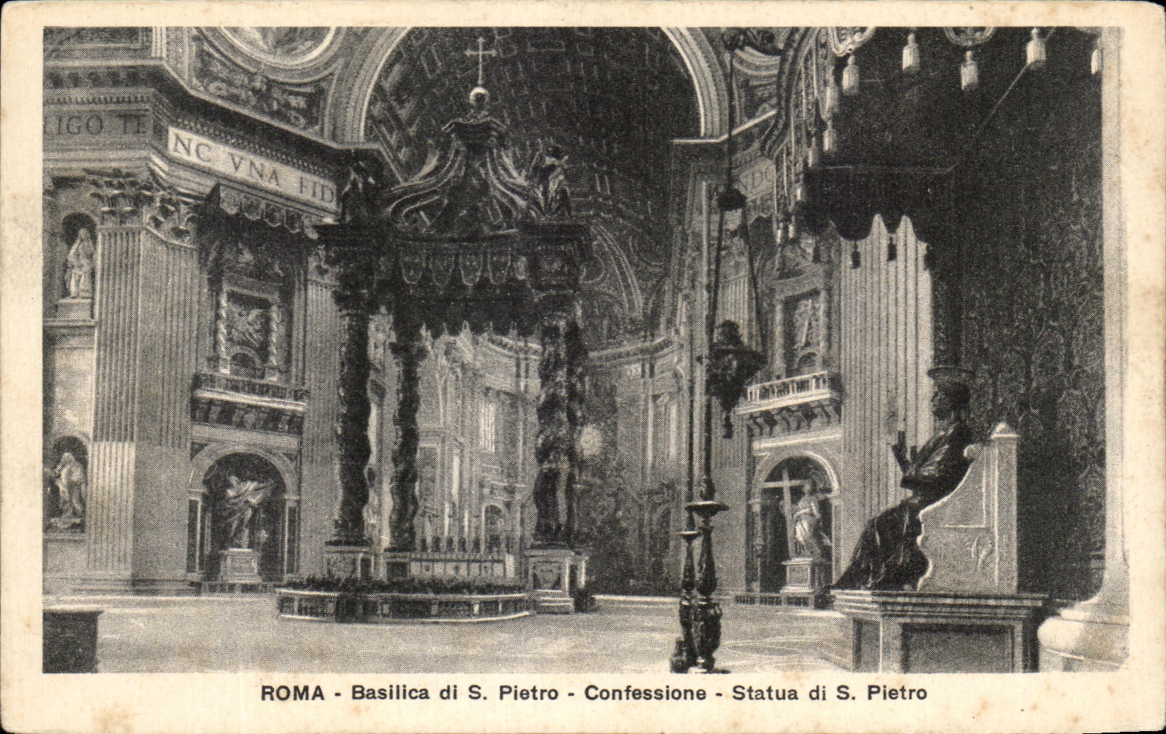 CPA Roma Basilica di s Pietro Confessione Statua di