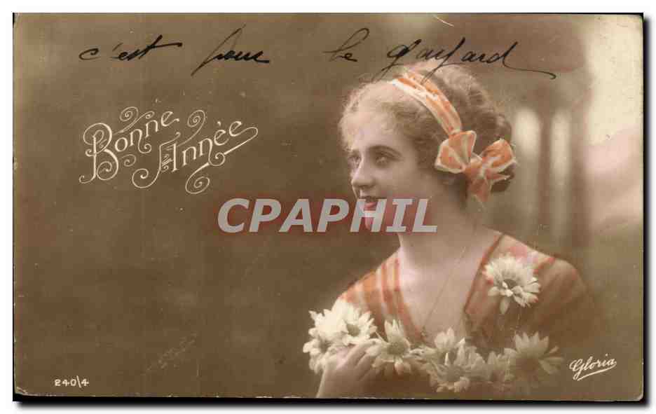 CPA Bonne Annee FEmme