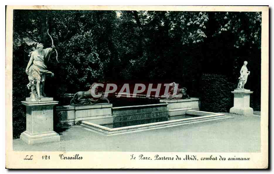 CPA Versailles Le Parc Partere du Midi combat des animaux