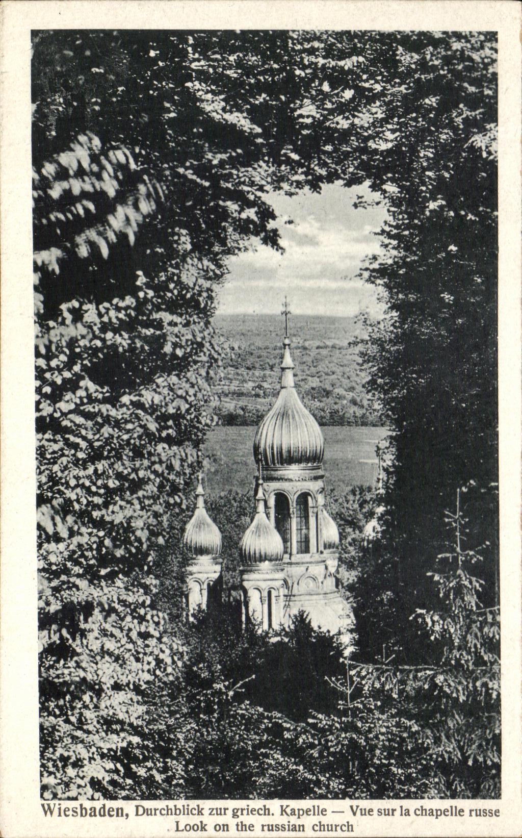 CPA Wiesbaden Marktplatz zur griech Kapelle Chapelle russe Russie