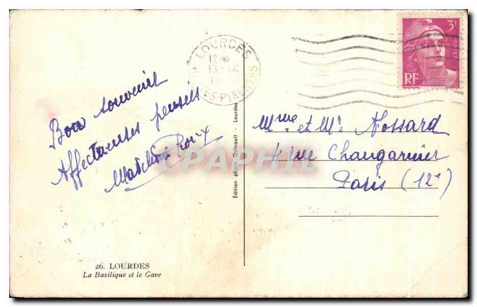 CPA Lourdes La Basilique Et Le Gave — Verso