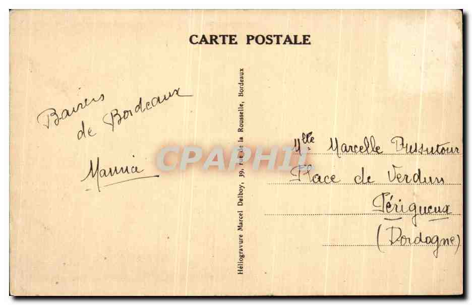CPA Bordeaux Monument Des Girondins — Verso