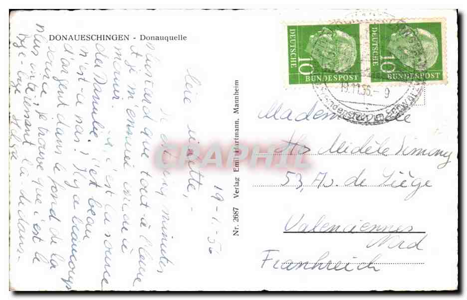 CPA Donaueschingen Donauquelle — Rückseite
