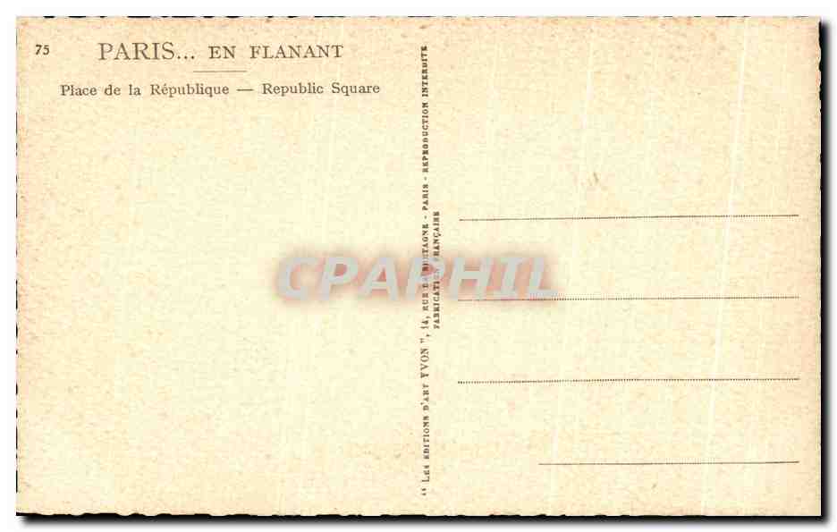 CPA Paris Place De La Republique — Verso