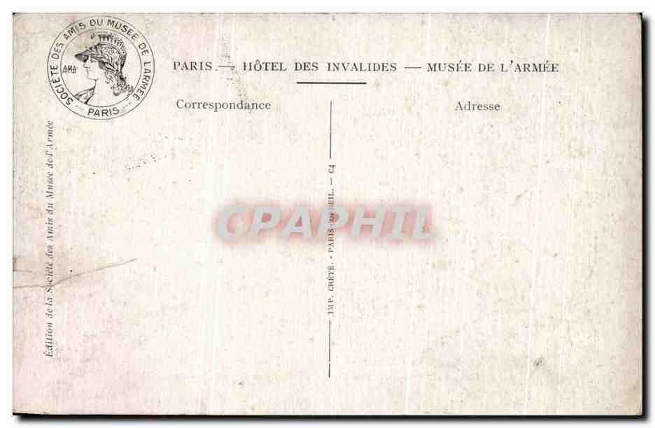 CPA Musee de I'Armee Eglise des Invalides Nos Martyrs pour le droite et la patrie Militaria — Rückseite