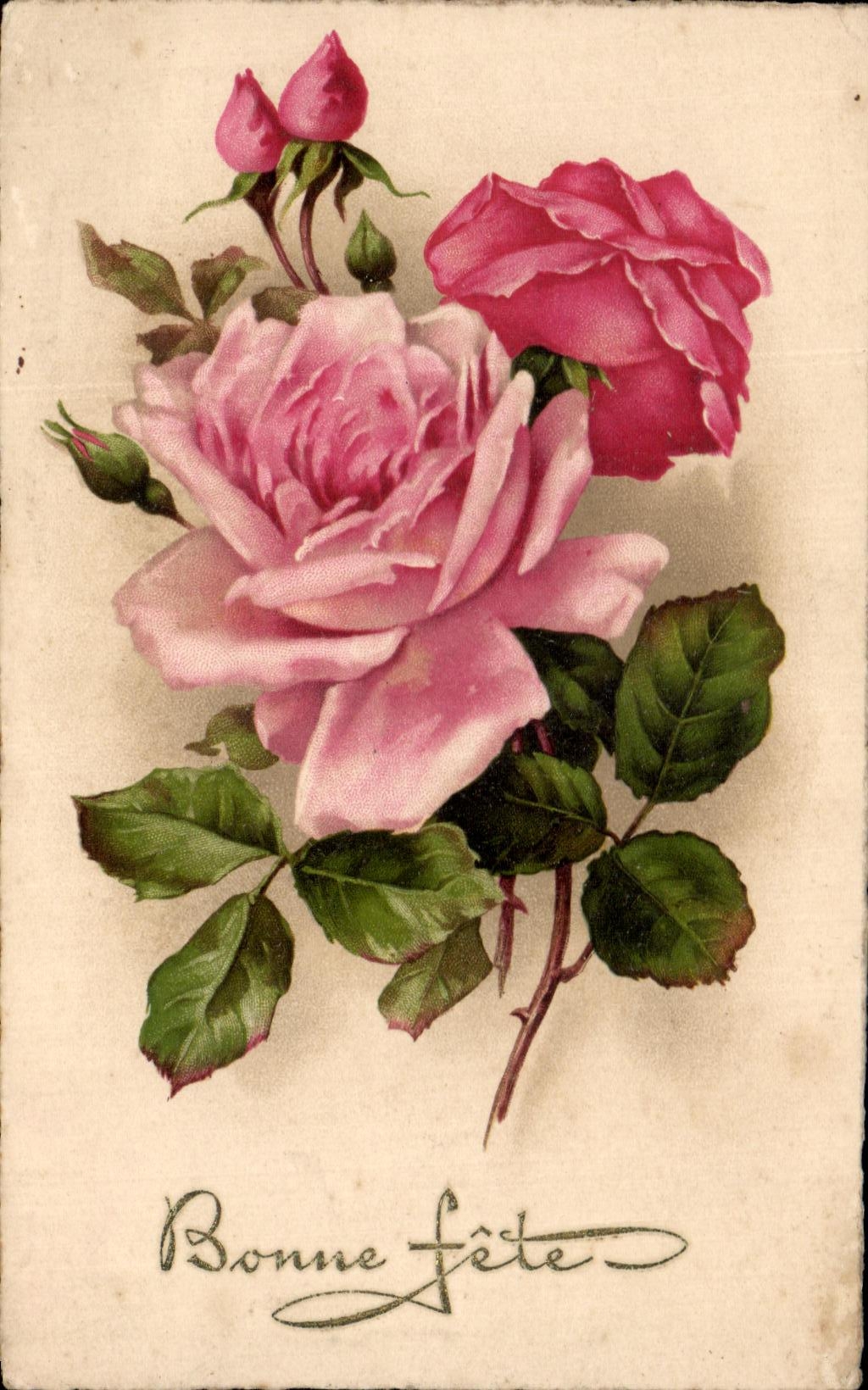 CPA Bonne Fete Fleurs Roses