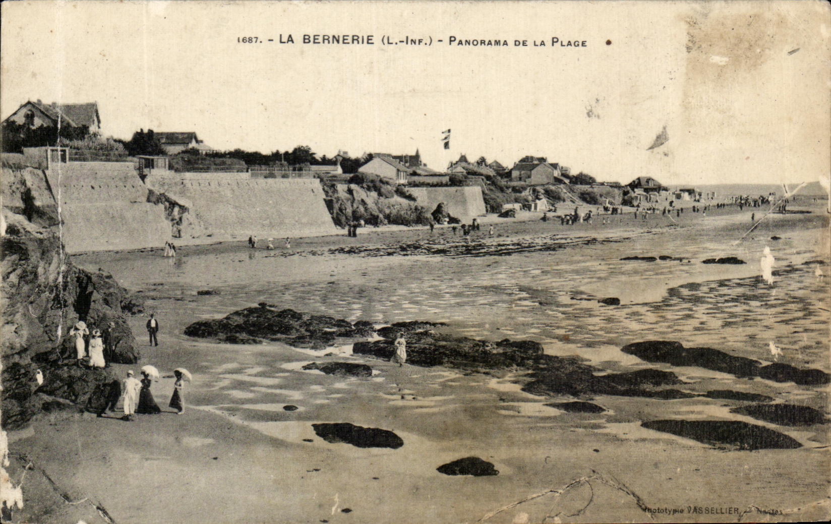 CPA La Bernerie Panorama De La Plage