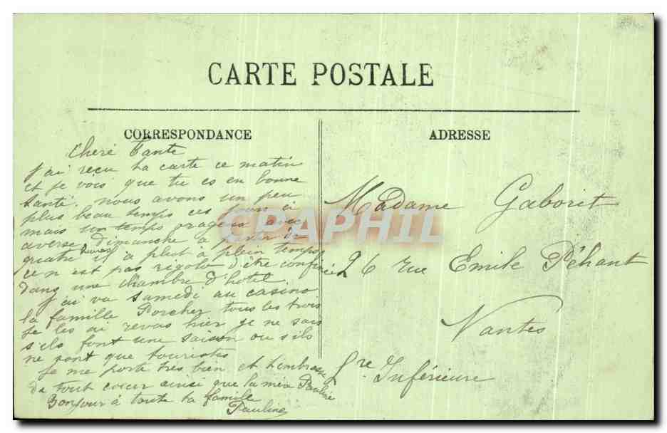 CPA Vichy Le Casino Un Coin de la Tersrasse — Verso