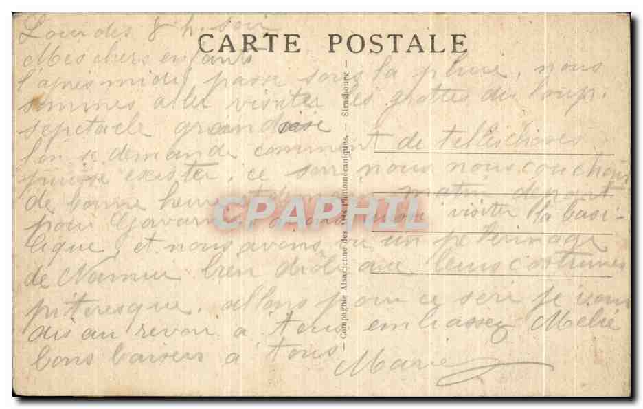 CPA Lourdes Les Piscines et le Gave — Verso