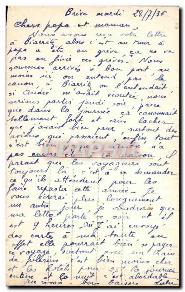 CPA Aubazine Saut de la Bergere et Cascade du Coyroux — Rückseite