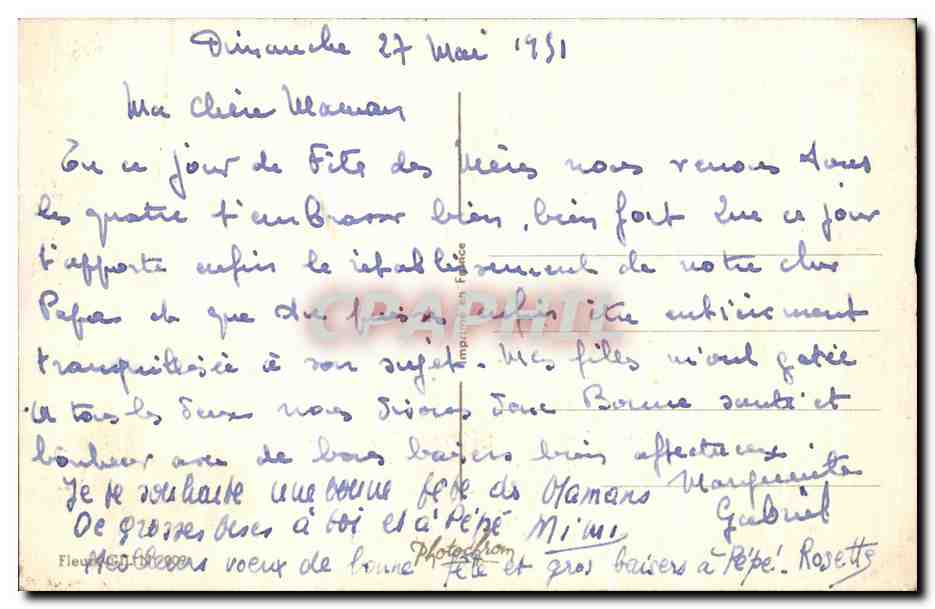 CPA Bonne Fete A Maman Cherie Fleurs  — Verso