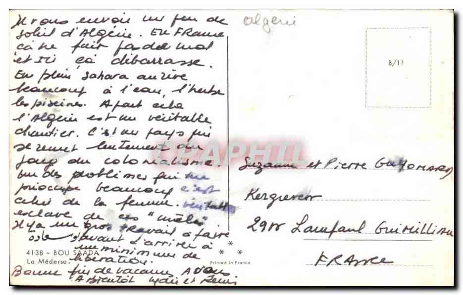 Mosquée de Bou Saâda — Algérie — éditeur La Médersa, n° 4138 — Verso