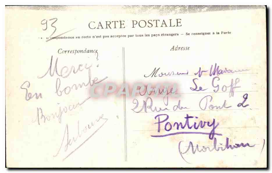 CPA Clichy Sous Bois Notre Dame Des Anges La Chapelle — Rückseite