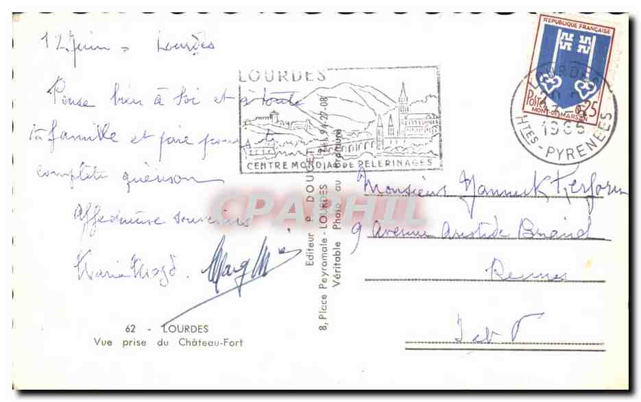 CPA Lourdes Vue Prise Du Chateau Fort — Verso