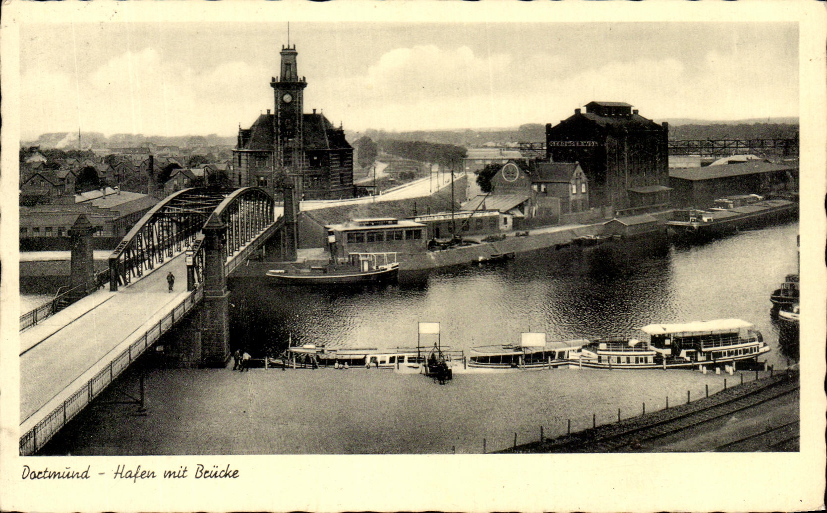 CPA Dortmund Haffen mit Brucke Bateau