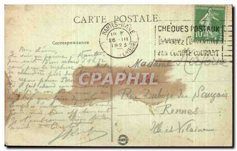 CPA Nantes Entree du Chateau — Verso